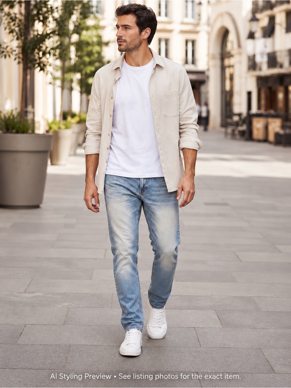 Super Triple Goose Men’s 32/32 Light Wash Slim Fit Stretch Jeans
